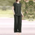 thumbnail image 4 of Timegard Lounge Sets for Women Plus Size Short Sleeve Tops Straight Leg Pants with Pockets Loose Outfits, 4 of 7