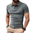 thumbnail image 2 of Men's Cotton Short Sleeve Polo | Collared Pique Golf Shirt Casual Slim Fit Performance Gray, 2 of 9