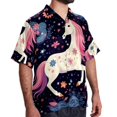 thumbnail image 2 of Starry Unicorn Men's Short Sleeve Poplin Shirt, Casual Printed Button Down Top for Summer Beach, Spread Collar Unisex Beach Shirt, 2 of 6