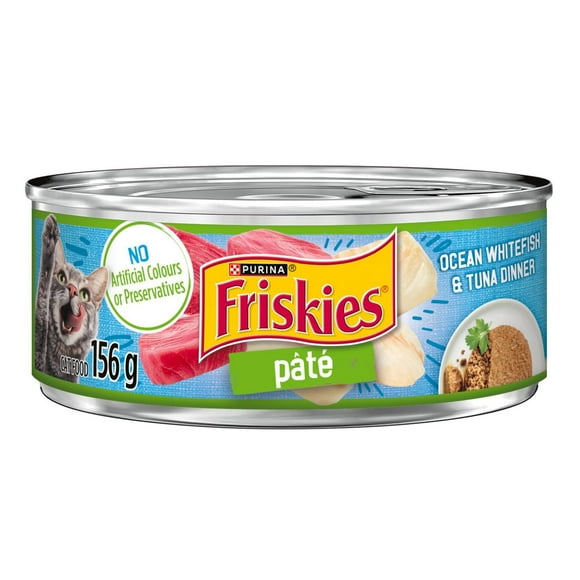 Friskies Pate Whitefish & Tuna Dinner, Wet Cat Food 156g, 156 g