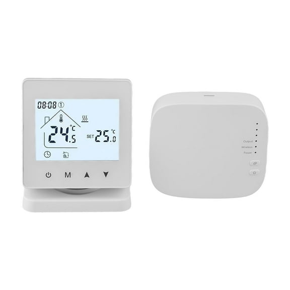 Smart Wifi Wireless Thermostat Water Heating Wall-Mounted Boiler Thermostat Temperature Controller Receiver White