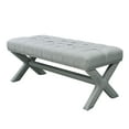 thumbnail image 2 of Kari Light Grey Linen Bench - Button Tufted, Silver Nailhead Trim, X-Legs, 2 of 7