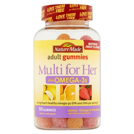 - Nature Made Multi for Her Plus Omega-3 Adult Gummies, Lemon, Orange & Strawberry, 90 Ct