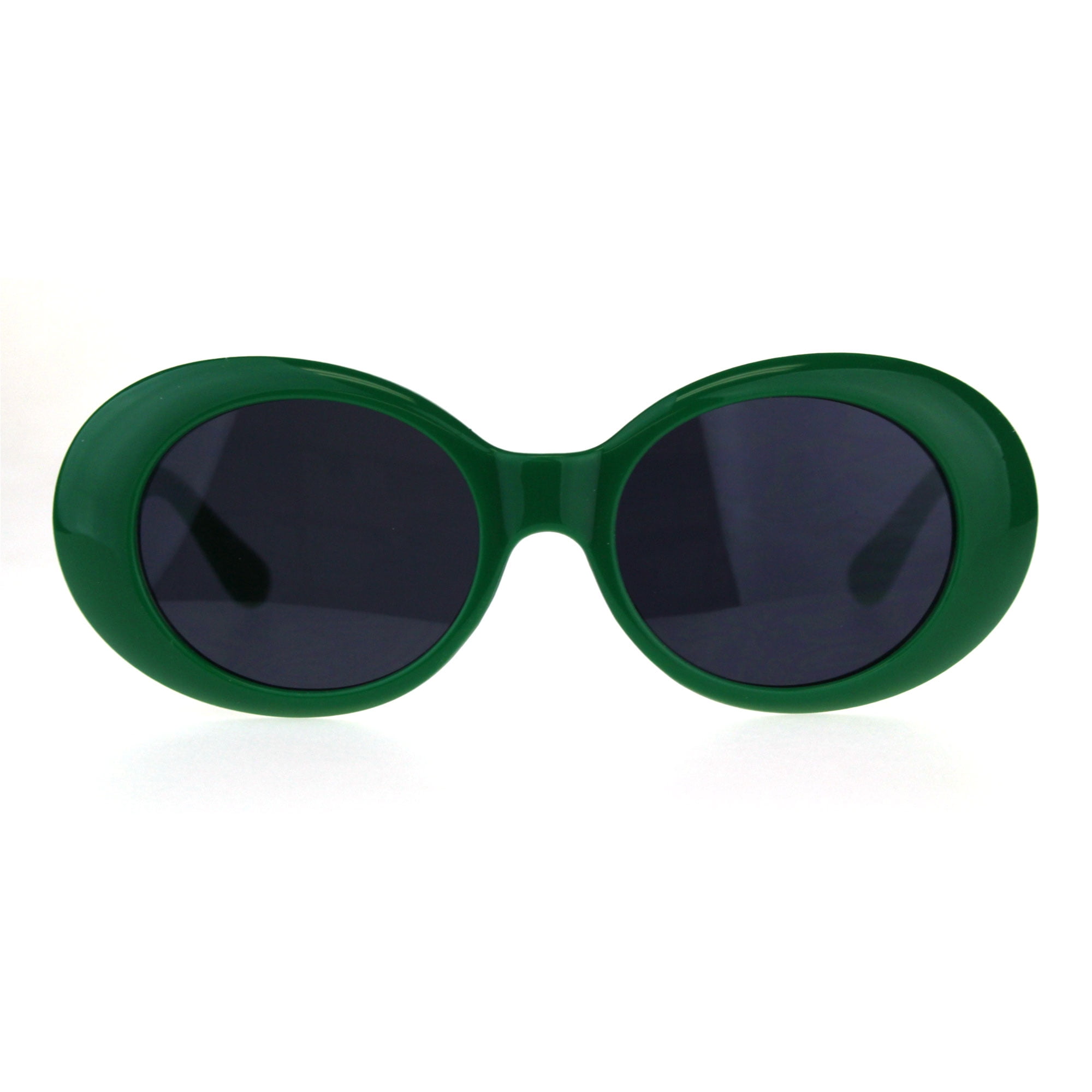 Sa106 Womens Mod Chic Retro Oval Round Plastic Sunglasses Green 