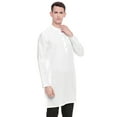 thumbnail image 6 of In-Sattva Men's Indian Mandarin Collar Handcrafted Fine Embroidered Kurta Tunic; Round White; MD, 6 of 6