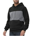 thumbnail image 3 of CFLVAEK Polar Fleece Hoodies for Men Big and Tall Long Sleeve Pullover Tops Fashion Color Block Graphic Hoodie Sweatshirts with Kangaroo Pockets Black M, 3 of 10