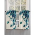 thumbnail image 3 of Tier Curtains 45 Inches Long, Peacock Feather Window Treatment Curtain Drapes, Teal Ethnic Rustic Farmhouse Elegant Window Half Privacy Curtains for Bedroom Bathroom, 42"x45", 2 Panels, 3 of 7