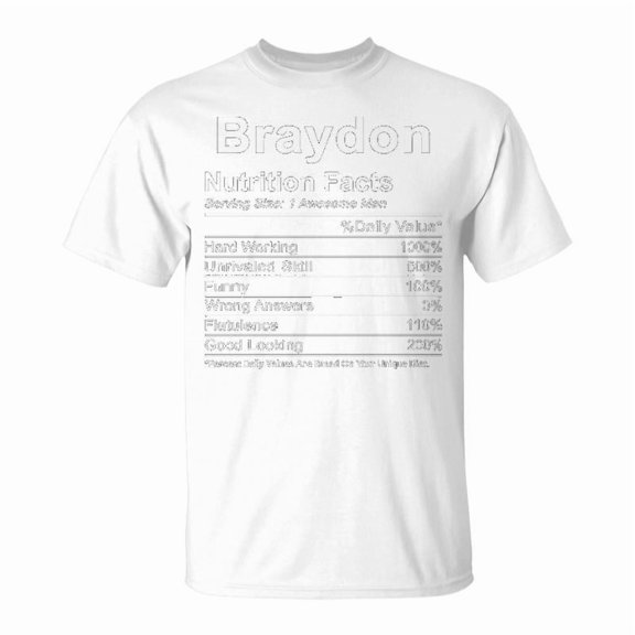 Braydon Name Funny Gift Braydon Nutrition Facts Unisex Jersey Crewneck Tshirt
