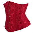 thumbnail image 2 of Womens Underbust Corset Plus Size Gothic Corset Cincher Medieval Corsets for Women Jacquard Vintage Waist Corset Top Winered Size 2XL, 2 of 6