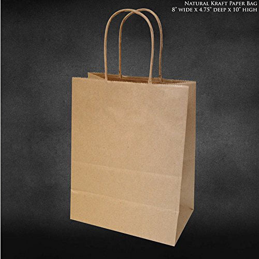 10X5X13 - 50 Pcs - Brown Kraft Paper Bags, Shopping, Mechandise, Party, Gift