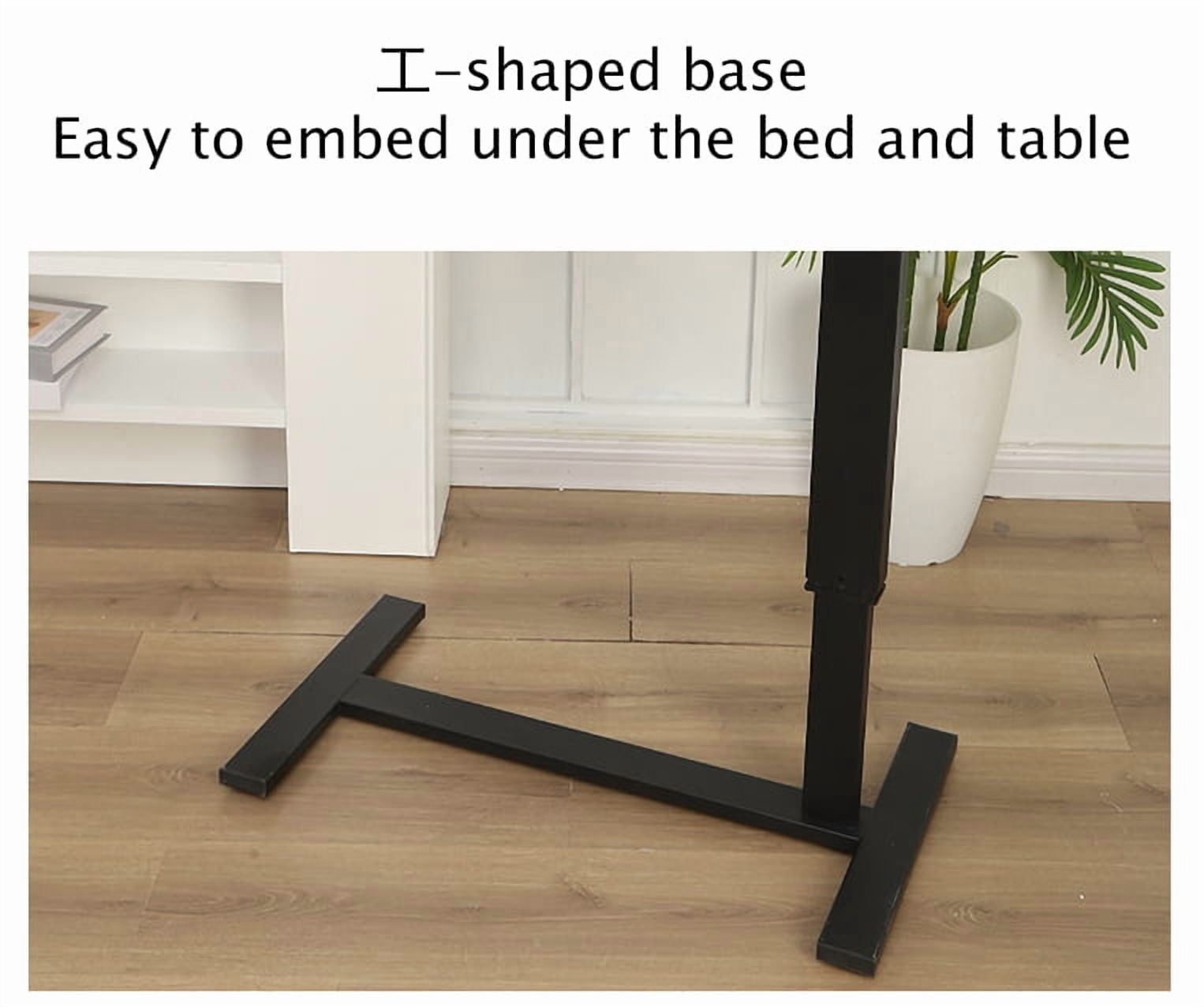 Upgraded Walnut Mobile Overbed Table, Height Adjustable Tilting Laptop Rolling Stand with Lockable Wheels, Ergonomic Over Bed Desk for Working Eating Reading in Bed Sofa