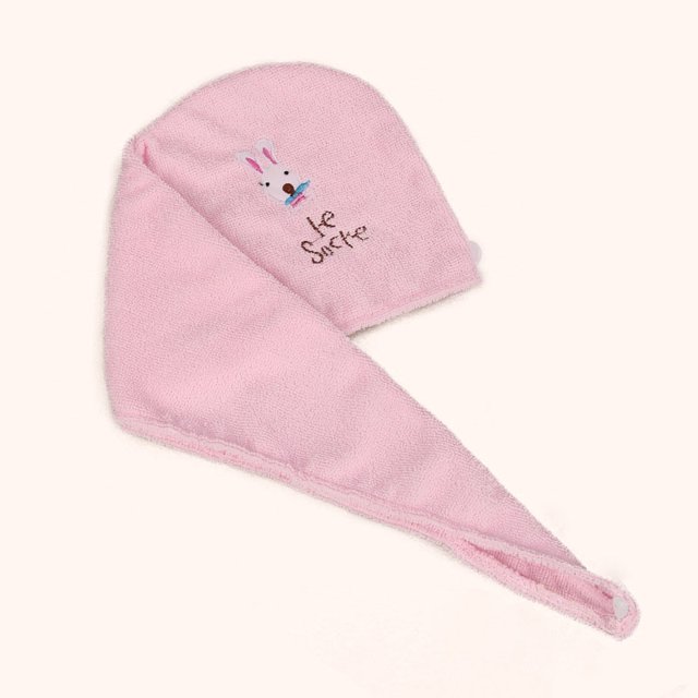 2 uds baño dibujos animados lindo conejo espesado microfibra gorro de secado de pelo súper absorbente toalla de pelo de secado rápido, rosa LingWen 8390606083586
