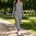 thumbnail image 6 of Chiccall 2 Piece Fall Outfits for Women Stretchy Long Sleeve Crew Neck Crop Top High Waist Drawstring Jogger Pants Matching Lounge Set Tracksuits Set, 6 of 10