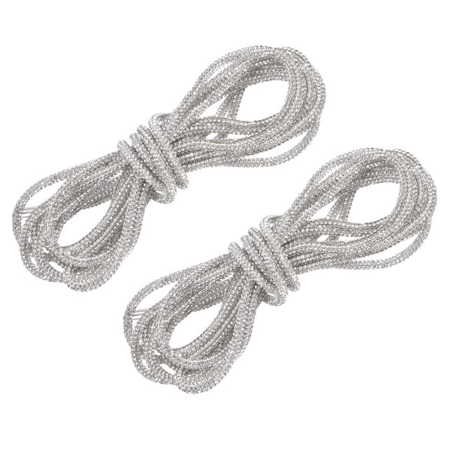Cintas de zapato brillantes, paquete de 2, cintas redondas de strass de 55'', reemplazo de cuerdas de ajuste para pantalones de chándal (Blanco)