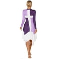 thumbnail image 3 of YONGHS Womens Color Patchwork Long Sleeve Praise Worship Dance Dress Liturgical Dancewear Purple XXL, 3 of 7