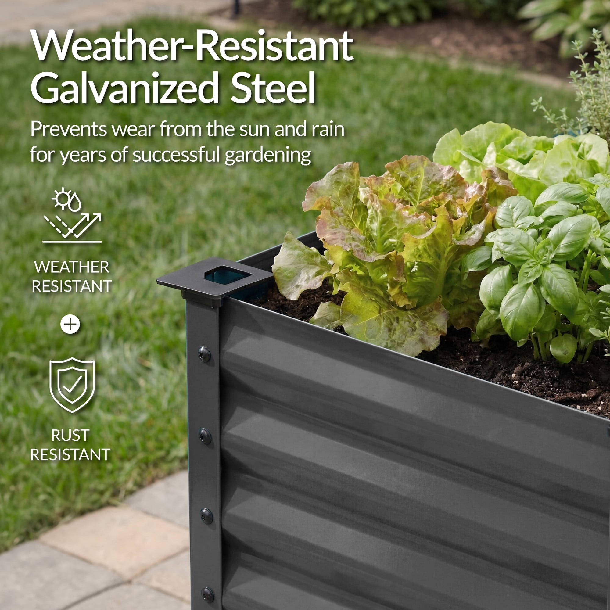 Best Choice Products 48x24x30in Elevated Galvanized Metal Garden Bed w/ Corner Protectors - Charcoal