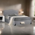 thumbnail image 6 of Sey California King Bed w Storage Drawer, Light Gray Burlap Upholstery, 6 of 7