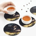thumbnail image 3 of KLL Drink Coasters Set Round Shape of 4,PU Leather Absorbent Coasters Set Decorative Coffee Cup Coasters Housewarming Gift for Home Decor-Sleeping Dragon In Forest, 3 of 5