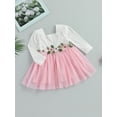 thumbnail image 4 of xiaxaixu Bambin Filles Princesse Robe à Manches Longues Tulle Patchwork Robe de Printemps avec Décor Floral, 4 of 8