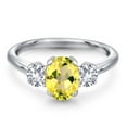 thumbnail image 3 of Gem Stone King 2.06 Ct Oval Canary Mystic Topaz White Created Sapphire 925 Sterling Silver Ring, 3 of 6