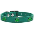 thumbnail image 3 of Mirage Pet Products Leather Shamrock Dog Collar, Green, S, 3 of 3