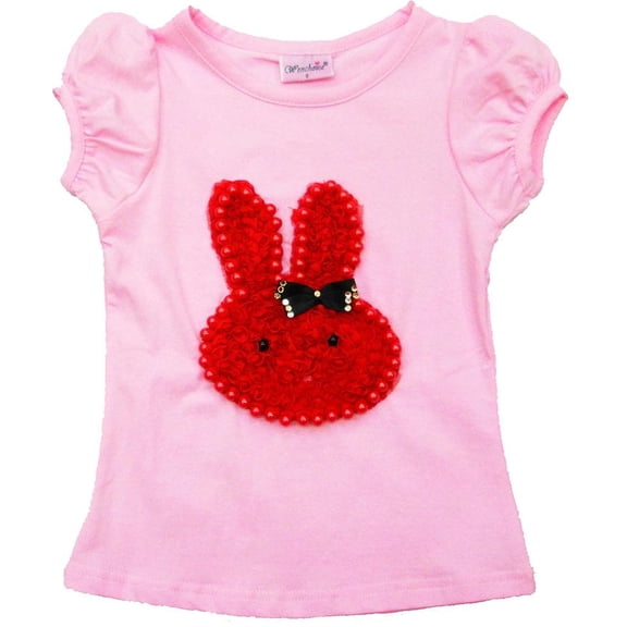Wenchoice Girl'S Red Bunny Pink Tee XL(7T-8T)