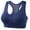 Navy, variant on Women's Racerback Sports Bras Breathable Cut Out Back Zip Front Closure Sport Bra Supportive Workout Crop Tops Seamless Wireless Yoga Bras Black M