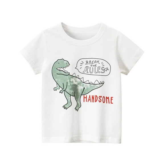 LYMAYTER Boys Girls Pullover T-Shirt for 1-9 Years Old Summer Lightweight Casual Dinosaur Short Sleeve Top,Kids Clothes