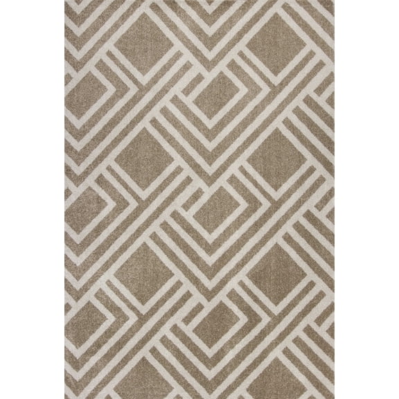 2'x4' Beige Machine Woven UV Treated Geometric Indoor Outdoor Accent Rug