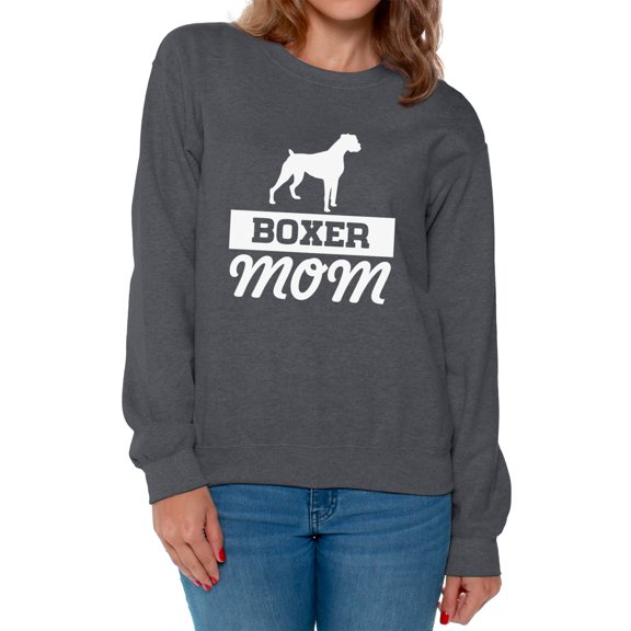 Awkward Styles Women's Boxer Mom Graphic Sweatshirt Tops Boxer Pug Lover Gift