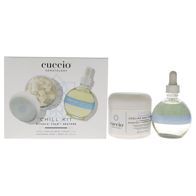 Kit de Cuidado Personal Cuccio Somatology Chill Unisex 2 Exfoliantes Corporales 2.7 oz y Aceite Savasana 2.5 oz