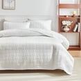 thumbnail image 1 of PEONAVET Pillow Cover Double Sided Washed Quilted Bed Cover 3 Pcs Set Solid Colo Pillowcase20x26in, 1 of 6