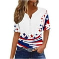 thumbnail image 2 of UVEASISHA Henley Shirts for Women Short Sleeve Stars and Stripes Graphic Tee Fashion Hipster Patriotic T-Shirt Multicolor XXXL, 2 of 5