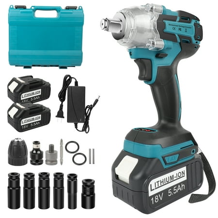 

Cordless Impact Wrench 1/2 Inch Impack Gun 18V/24V Power Impact Driver Impack Drill Max Torque 550Nm 3200RPM Li-ion 5.5AH Battery Pack Electric Impact Wrench for Car Home