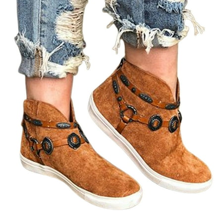 

huanledash Women Casual Platform Anti-skid Slip-on Thicken Snow Ankle Boots Walking Shoes