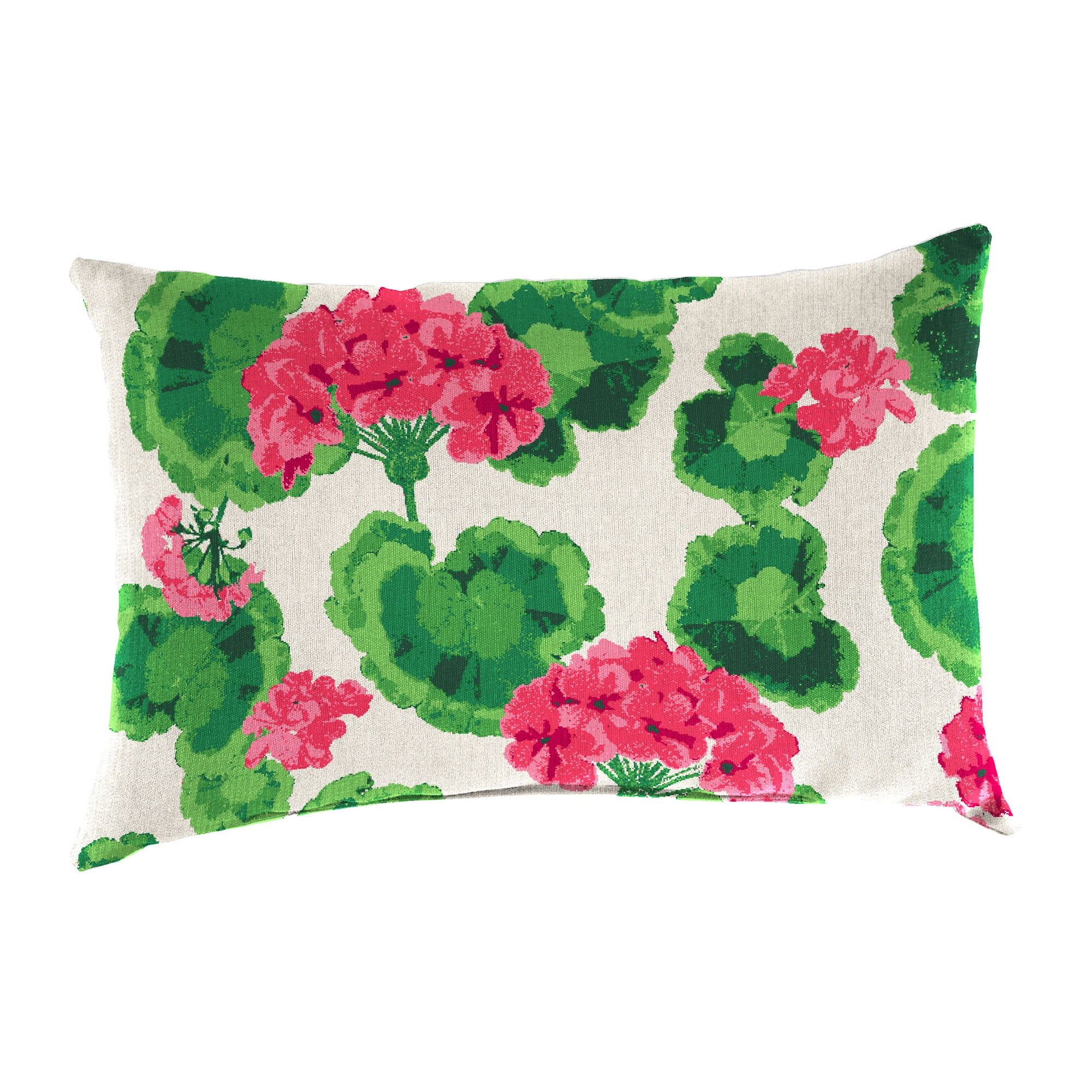 Jordan Manufacturing 12" x 19" Geranium Multicolor Floral Rectangular Outdoor Lumbar Throw Pillow (2 Pack)