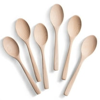 Hefild 7.3inch Uncoated Small Wooden Spoons, 6PCS Small Wooden Spoons Set, Non Toxic Gift, Beechwood Table Spoons for Gift Honey, Serving, Eating, Soup, Chocolate, coffee, Tea
