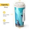 thumbnail image 4 of 18oz Travel Coffee Mug, 316 Stainless Steel Vacuum Insulated Tumbler with 2-in-1 Straw Lid & Strap, Liquid & Marble Print, 4 of 6