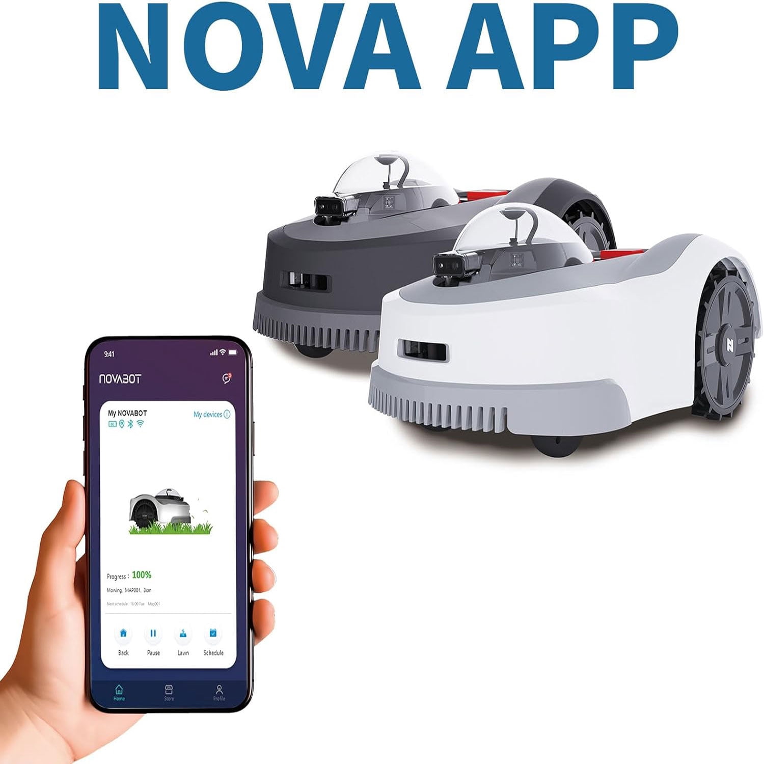 NOVABOT N2000 Robotic Lawn Mower For 1.50 Acres Lawn, Cut Height 0.8"-3.5" Adjustable, APP Control With Virtual Boundaries, All-Wheel Drive, Multi-Zone Management