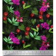 thumbnail image 1 of Soimoi Satin Silk Fabric Leaves,Laceleaf & Orchid Floral Printed Craft Fabric by The Yard 42 Inch Wide, 1 of 1