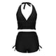 thumbnail image 2 of Trajes de Baño de Dos Piezas para Mujeres de Cintura Alta Trajes de Baño de Vendaje Sólido Cuello Redondo sin Negro, Conjunto de Playa Sexy, 2 of 4