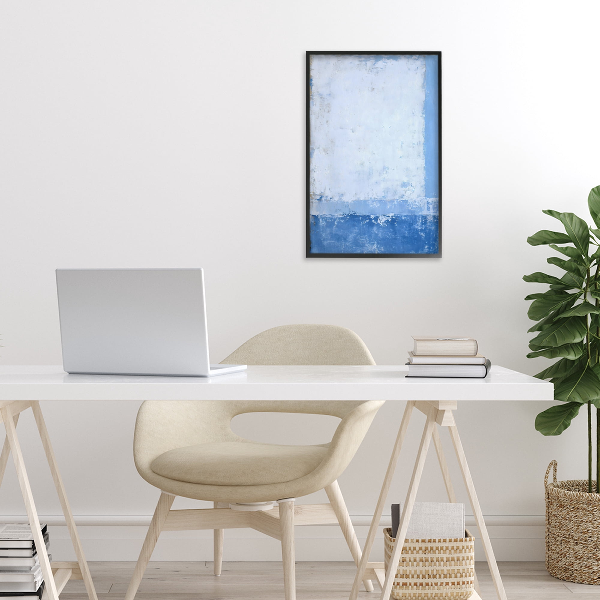 Stupell Industries Blue & White Abstract Black Framed Giclee Art, design by Gina Kelly