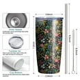 thumbnail image 6 of Colored Flowers Black 20oz Tumbler Stainless Steel Double Wall Vacuum Insulated Coffee Mug Travel Cups for Wife Mom Daughter Sister Friend Coworker, Metal Straws and Brush, 6 of 7