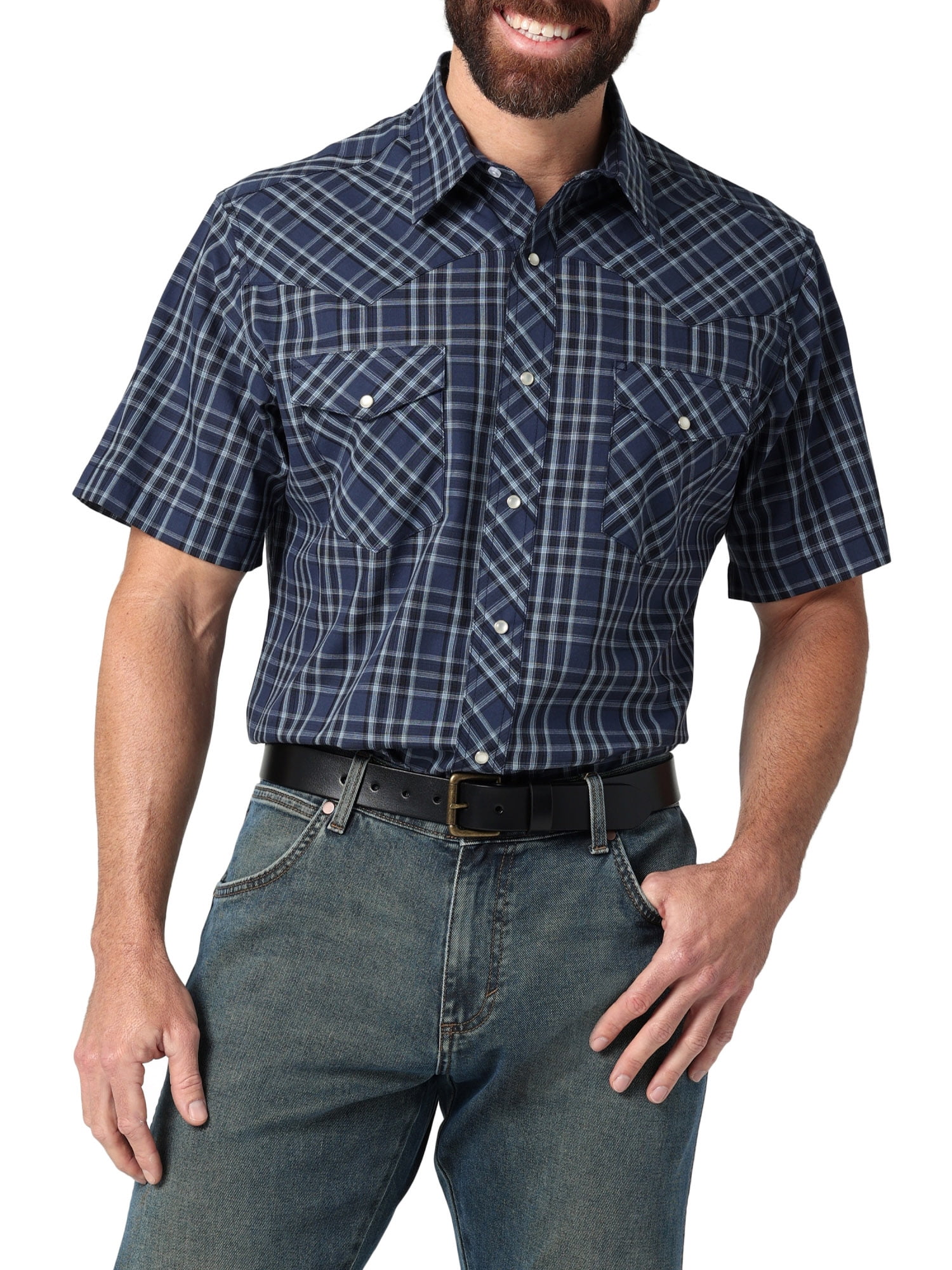 Wrangler® Men's Short Sleeve Western Shirt - Walmart.com