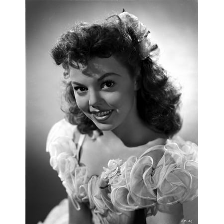 - Jean Porter Portrait in White Ruffled Off Shoulder Dress Photo Print