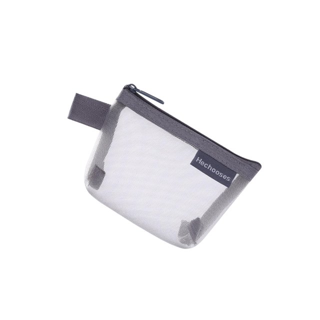 Bolsa de cosméticos de malla Yinane Bolsa de maquillaje de malla con cremallera Gris