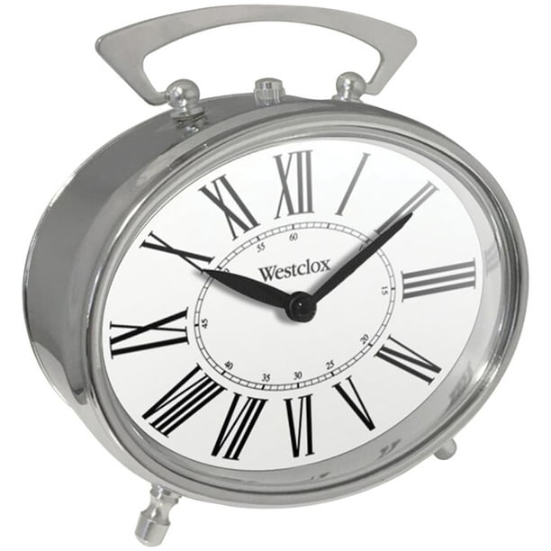 Westclox Oval Metal Bell Alarm Clock, 5W x 2.5D x 5H In.