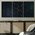 thumbnail image 2 of PixonSign Canvas Print Wall Art Set Metallic Gold Hexagon Array Abstract Patterns Digital Art Minimalism Industrial Closeup Dramatic Multicolor Dark for Living Room, Bedroom, Office - 24"x36"x3, 2 of 5