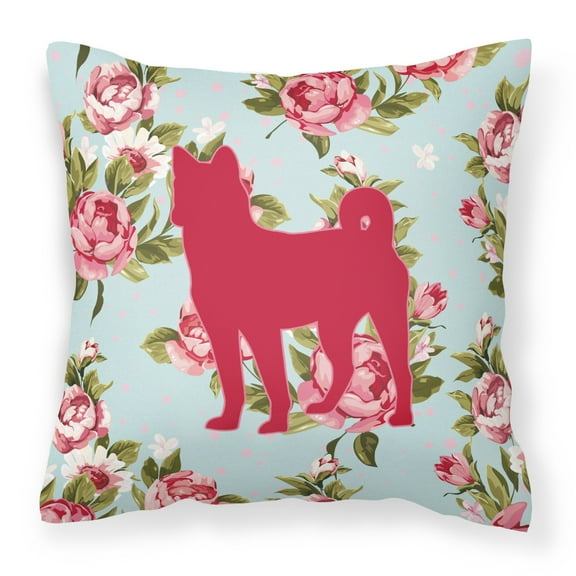 Caroline's Treasures Basenji Shabby Elegance Blue Roses Indoor/Outdoor Throw Pillow