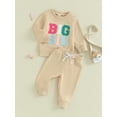 thumbnail image 3 of Wassery Kids Girls Fall Outfits Clothes 18M 24M 3T 4T 5T 6T Little Girls Long Sleeve Letter Print Sweatshirt and Long Pants 2PCS Casual Autumn Clothing for Toddler Baby Girls, 3 of 9